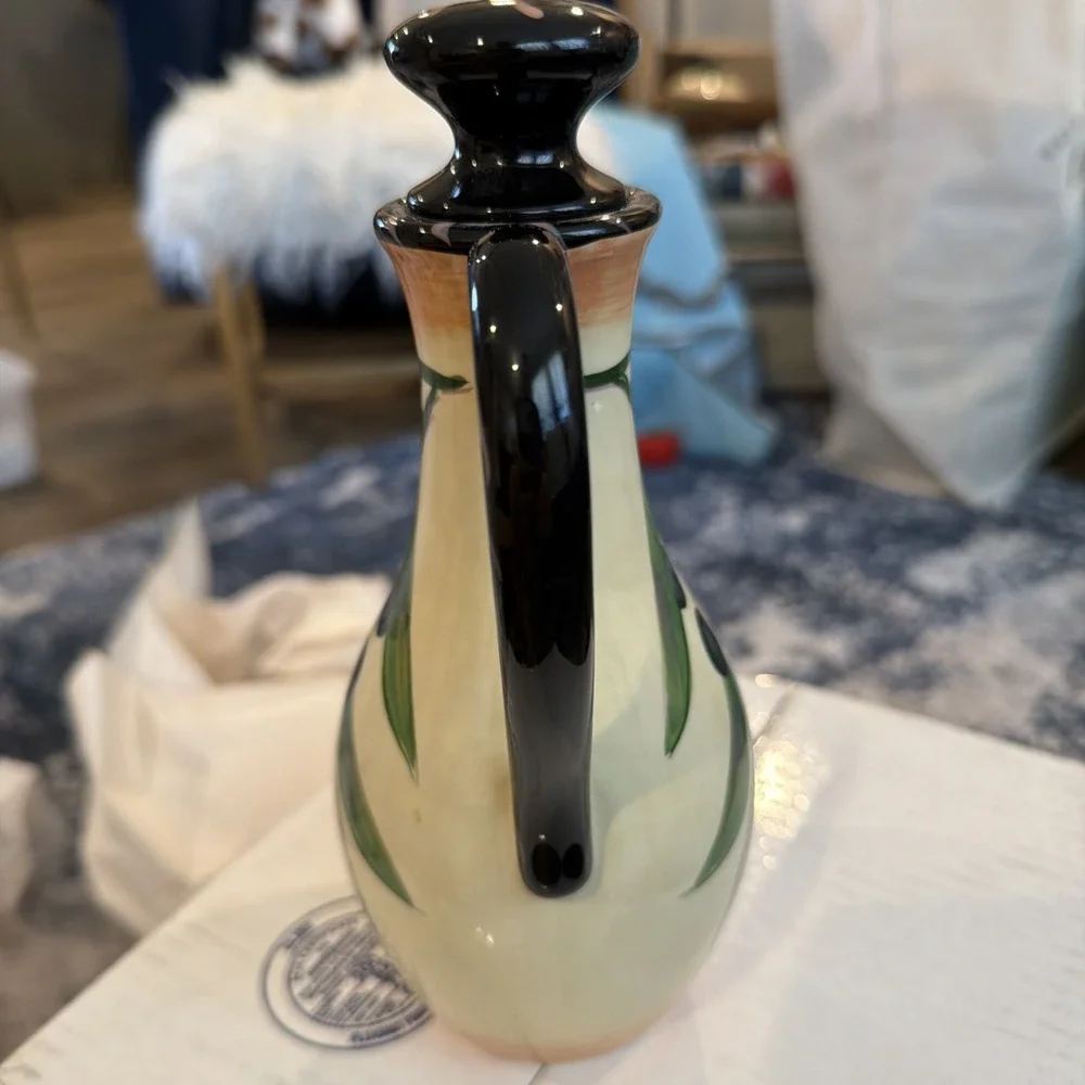 Clay Art Oliva Rustica Olive Oil Cruet Hand Painted Ceramic wStopper Replacement